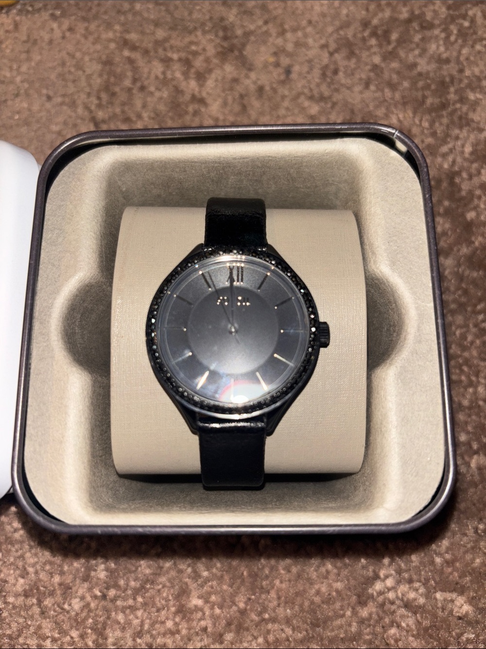 Fossil Black Women's Dress Watch with Slim Leather Strap